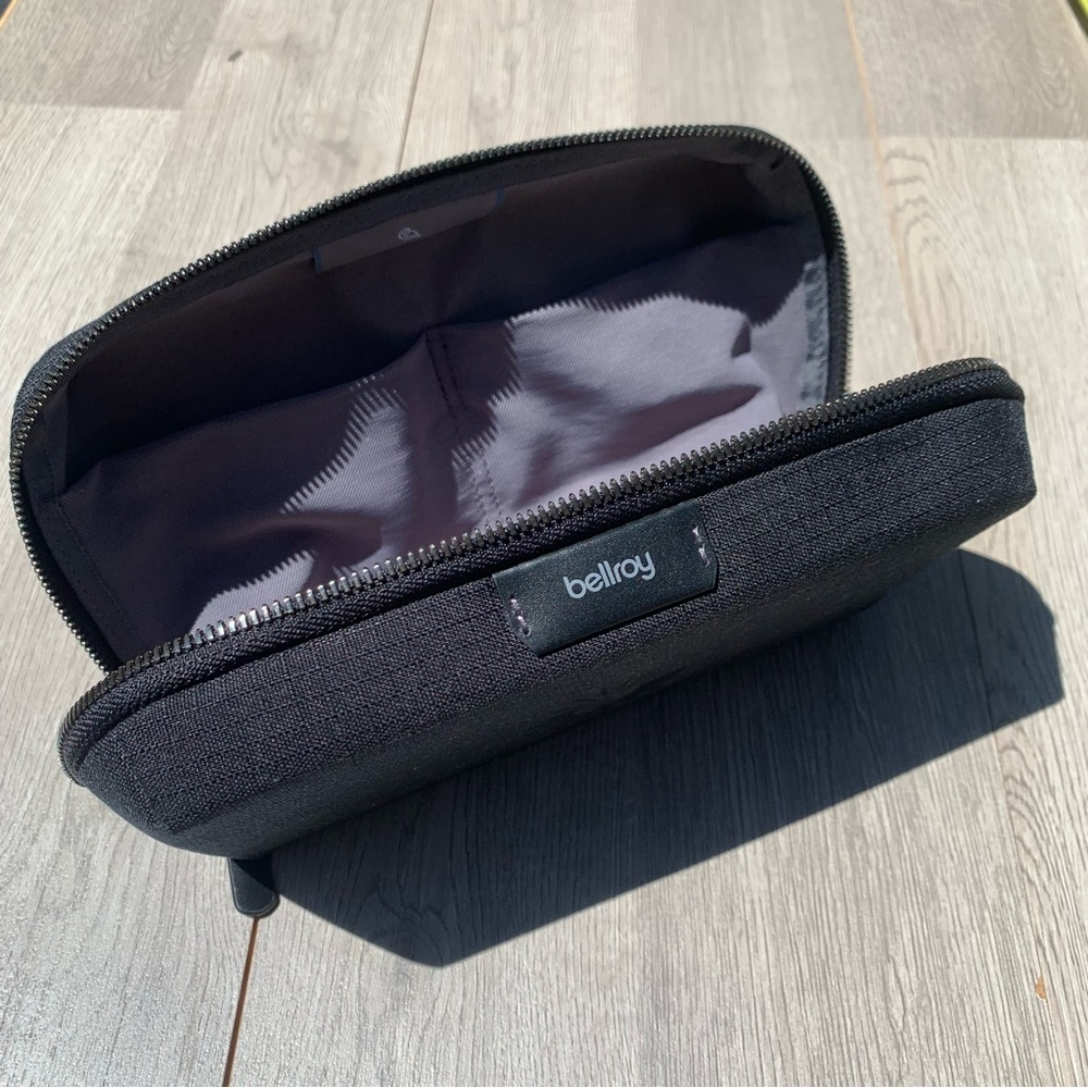 Bellroy Black Travel Pouch with Light Gray Interior